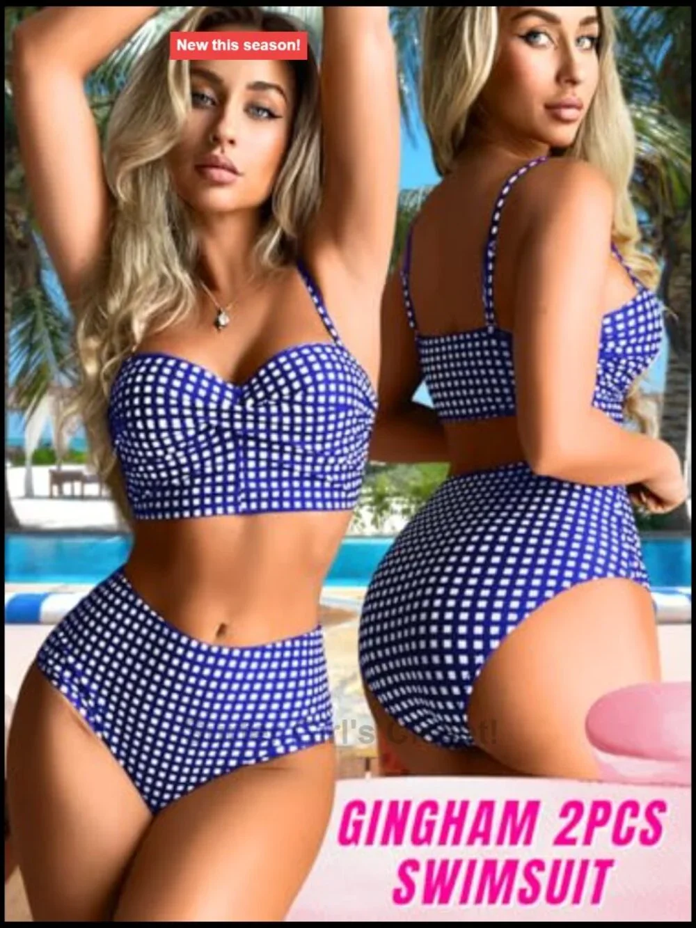 Underwire Push Up High Waisted Cheeky Bikini Set for Women Swimwear